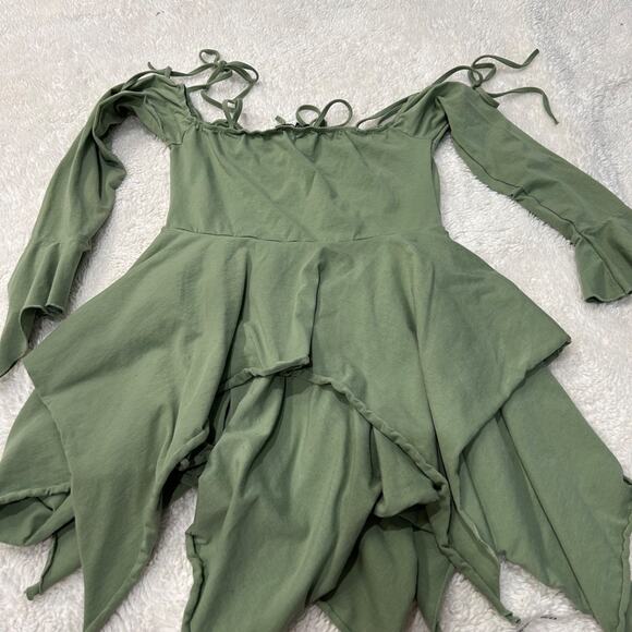 Y2K Current Mood Dolls Kill Womens Off the Shoulder Fairy Green Cotton Dress L - Picture 2 of 6